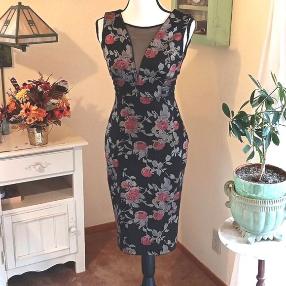 Enfocus Studio Bodycon Dress. Floral, Sheer, Bodycon - Picture 1 of 11